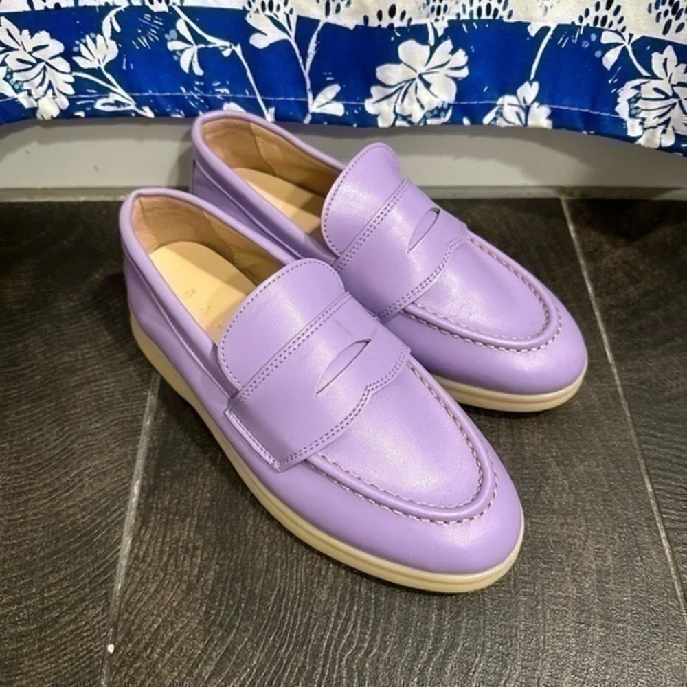 NEW Violet Purple Faux Leather Loafers Women 4 (200mm) purchased in Korea